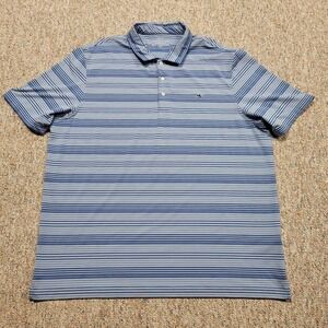 Vineyard Vines Performance Polo Shirt Mens 2XL Blue Striped Whale Logo Stretch‎